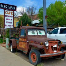 Antique truck with eyes and teeth